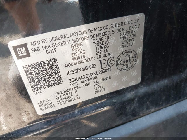 3GKALTEV2KL296098 GMC lyx - direct injection, vvt, fgt, turbo, alum, gen 1