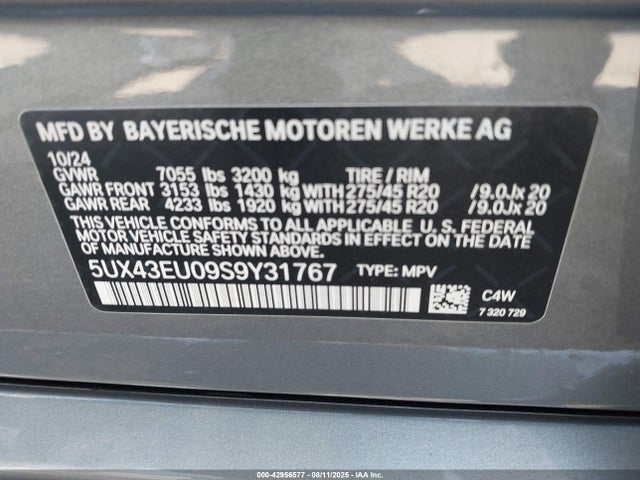 BMW 2025 2025 5UX43EU09S9Y31767 Image 9