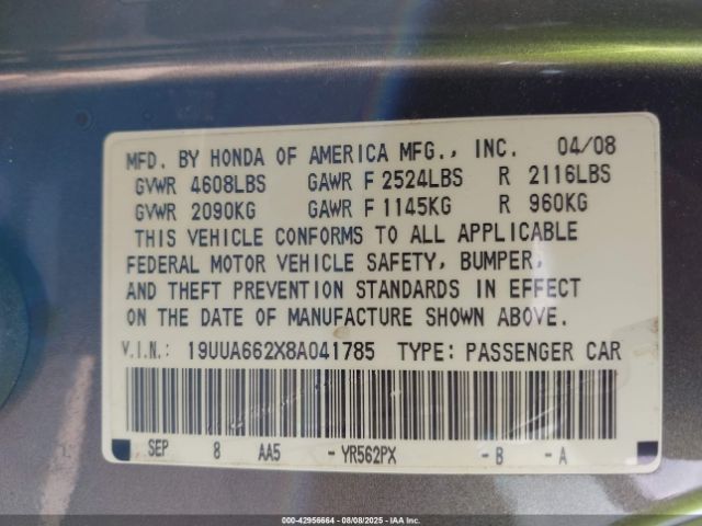 2008 ACURA TL 19UUA662X8A041785 Photo 8