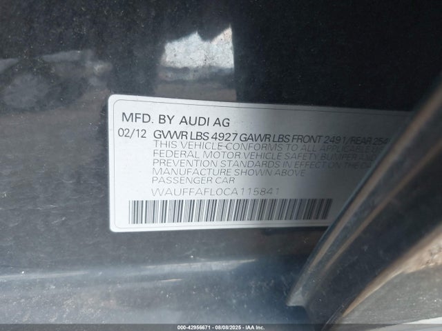 2012 AUDI A4 WAUFFAFL0CA115841 Photo 8