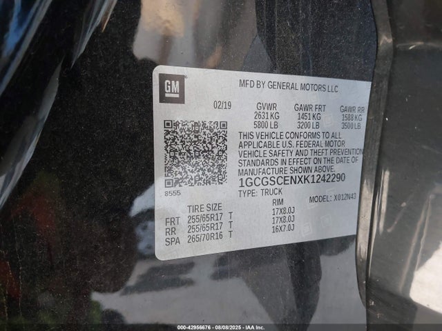 1GCGSCENXK1242290 Chevrolet lg2 - di: direct injection, vvt: variable valve timing, alum, var2, gen2