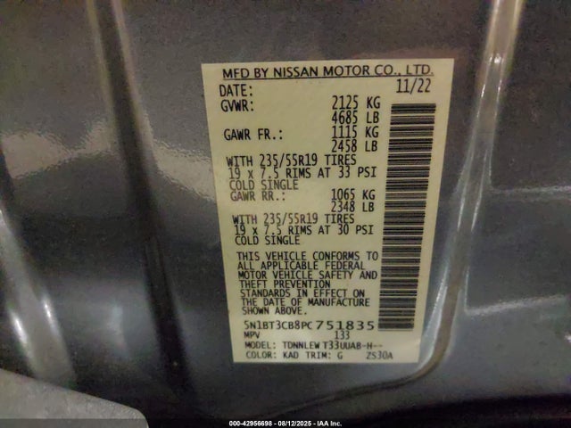 Nissan 2023 2023 5N1BT3CB8PC751835 Image 9