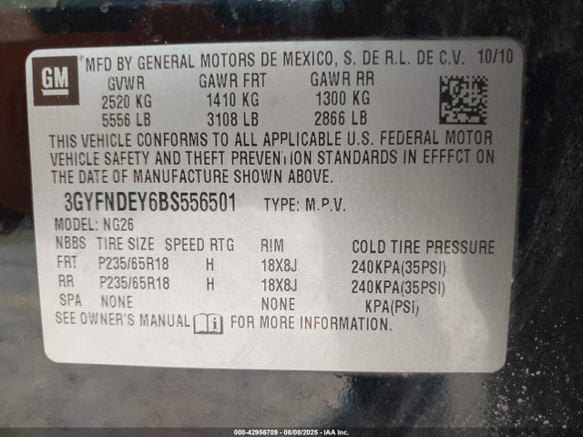 2011 CADILLAC SRX 3GYFNDEY6BS556501 Photo 8
