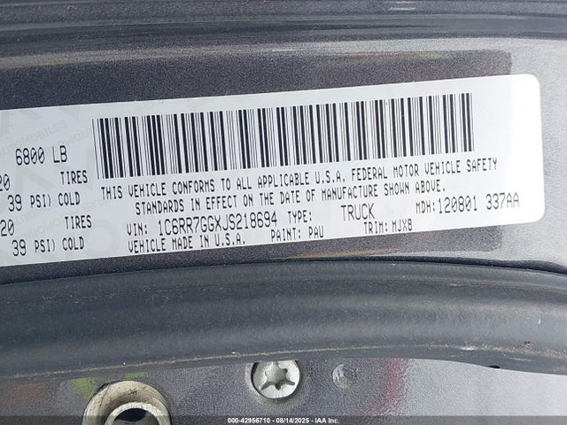 RAM 1500 2018 1C6RR7GGXJS218694 Image 9