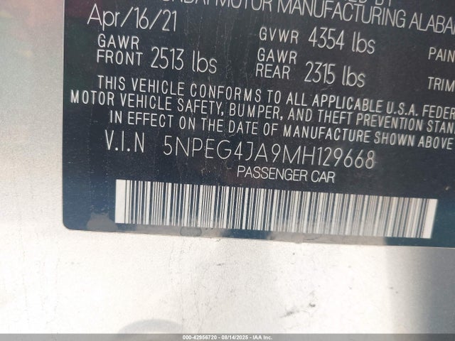 Hyundai gdi theta iii 2021 5NPEG4JA9MH129668 Image 9