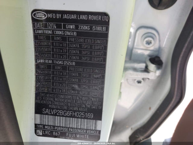 SALVP2BG6FH025169 Land Rover lev3 sulev30
