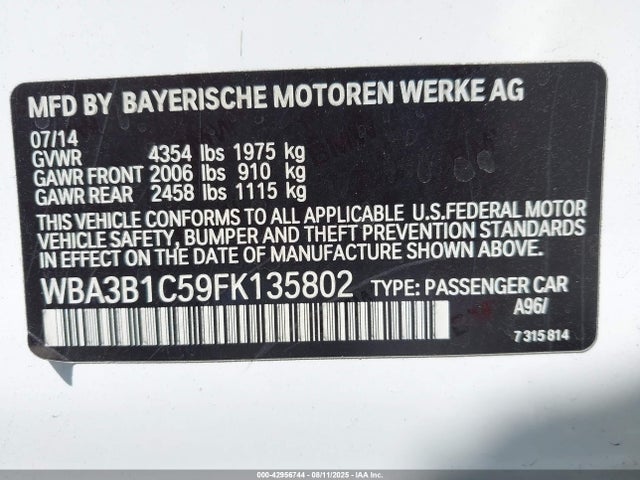 WBA3B1C59FK135802 BMW 320i