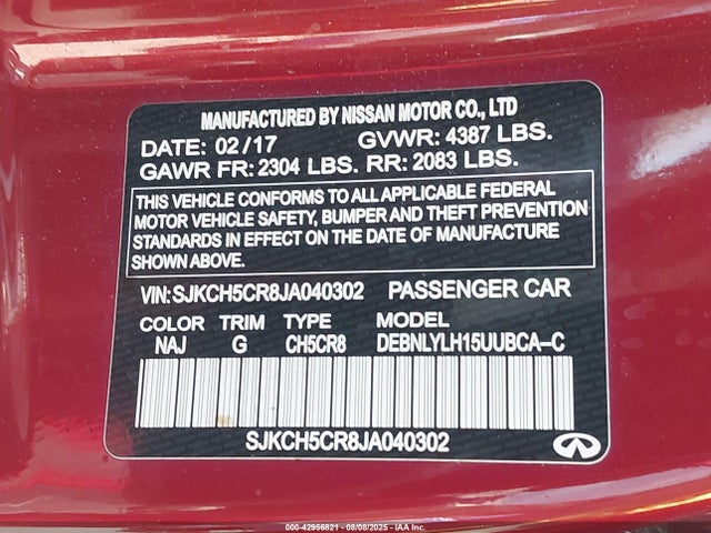 Infiniti m27020 2018 SJKCH5CR8JA040302 Image 9