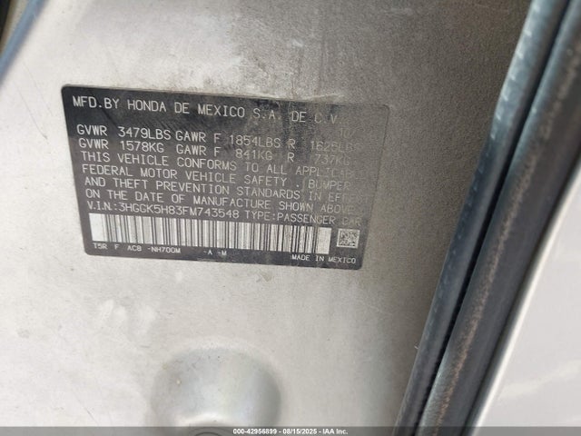 3HGGK5H83FM743548 Honda l15b1
