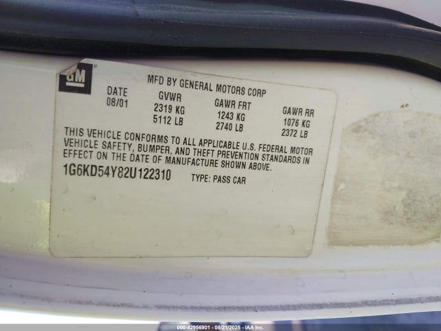 2002 CADILLAC DEVILLE 1G6KD54Y82U122310 Photo 8