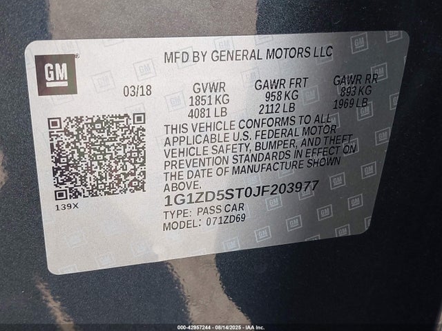 1G1ZD5ST0JF203977 Chevrolet lfv - direct injection, variable valve timing, gen 1