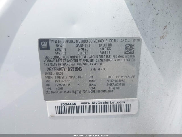 2011 CADILLAC SRX 3GYFNAEY1BS536431 Photo 8