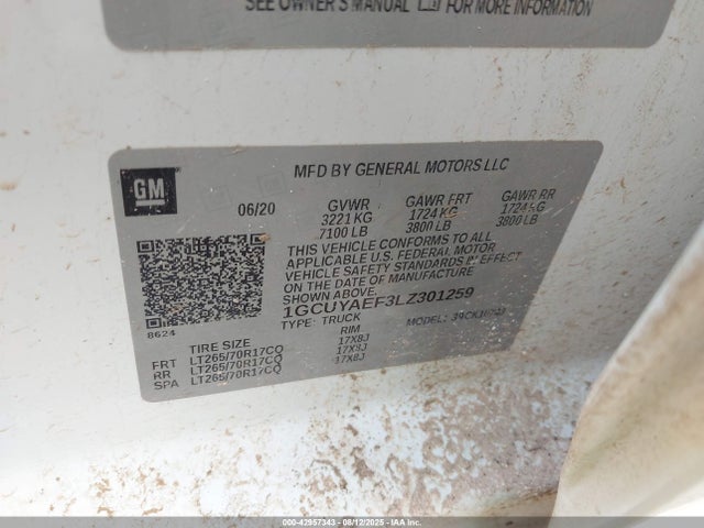 1GCUYAEF3LZ301259 Chevrolet l82 - di, afm, alum, gen 5, var 1