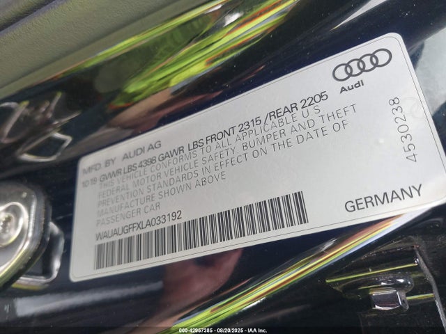 2020 AUDI A3 WAUAUGFFXLA033192 Photo 8