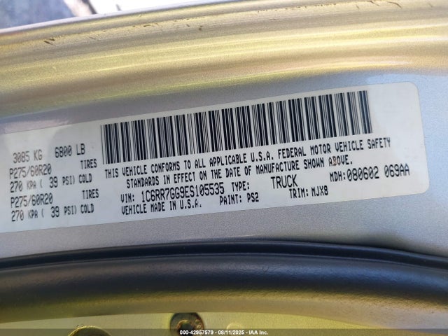 RAM 1500 2014 1C6RR7GG9ES105535 Image 9