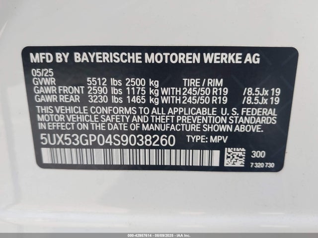 5UX53GP04S9038260 BMW X3