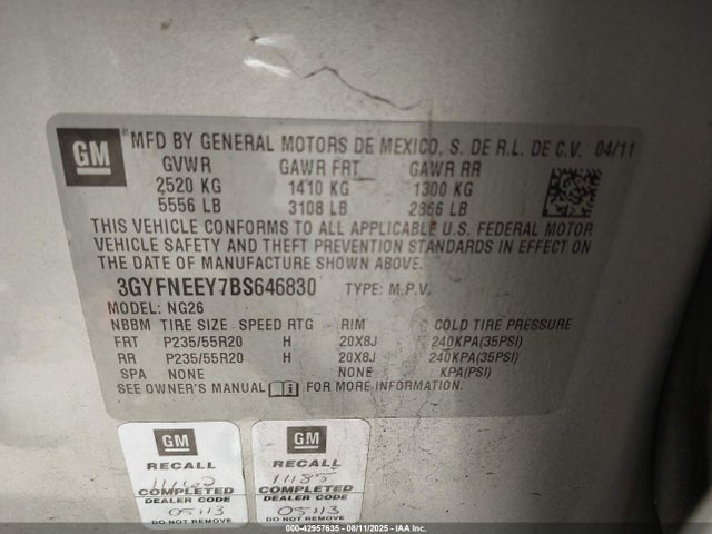 2011 CADILLAC SRX 3GYFNEEY7BS646830 Photo 8