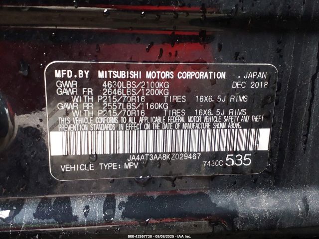 2019 MITSUBISHI ECLIPSE CROSS JA4AT3AA8KZ029467 Photo 8