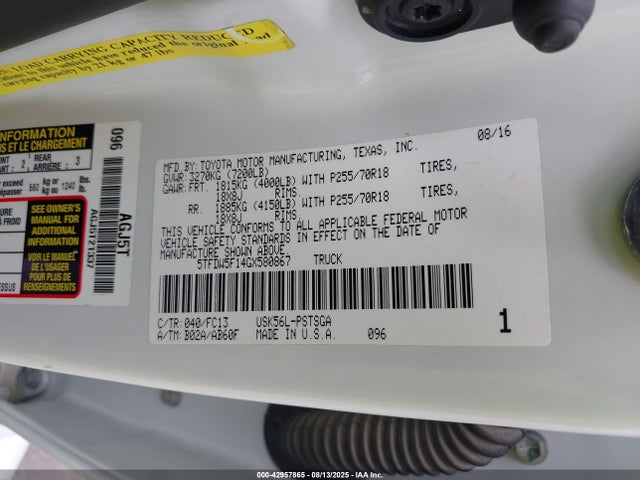 5TFDW5F14GX580867 Toyota 3ur-fbe