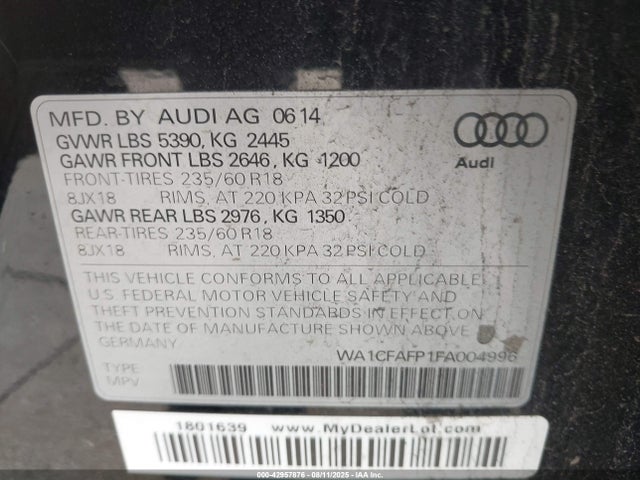 2015 AUDI Q5 WA1CFAFP1FA004996 Photo 8