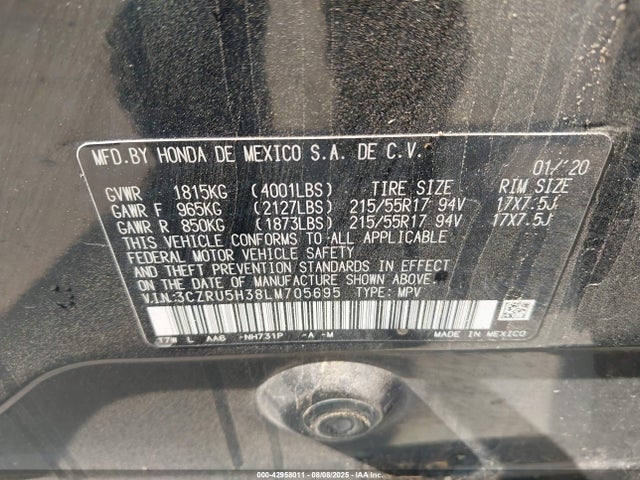 3CZRU5H38LM705695 Honda r18z9