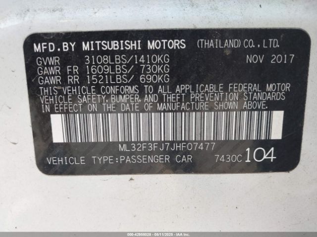 2018 MITSUBISHI MIRAGE G4 ML32F3FJ7JHF07477 Photo 8