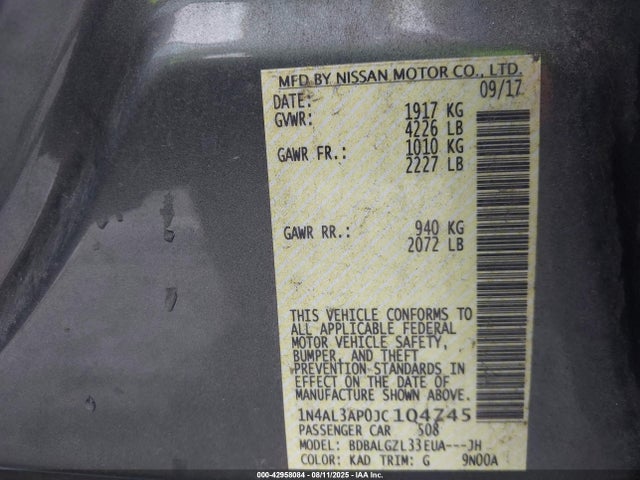 1N4AL3AP0JC104745 Nissan Altima