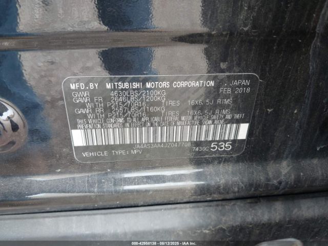 2018 MITSUBISHI ECLIPSE CROSS JA4AS3AA4JZ047708 Photo 8