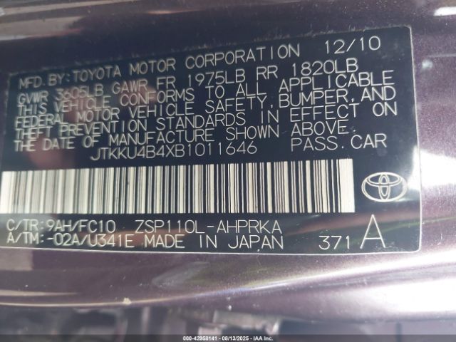 2011 SCION XD JTKKU4B4XB1011646 Photo 8