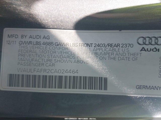 2012 AUDI A5 WAULFAFR2CA024464 Photo 8