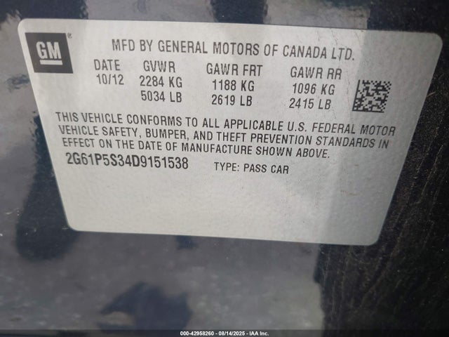 2013 CADILLAC XTS 2G61P5S34D9151538 Photo 8