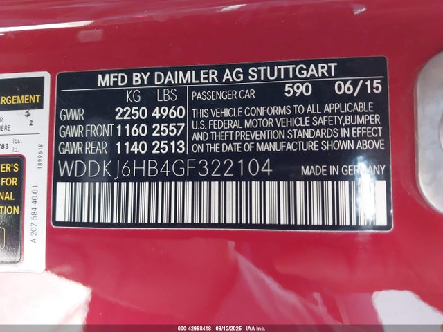 WDDKJ6HB4GF322104 Mercedes-Benz E-Class