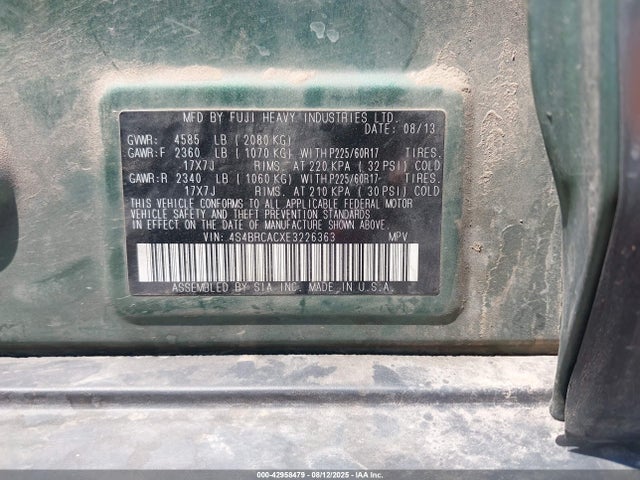 4S4BRCACXE3226363 Subaru 2.5na u6
