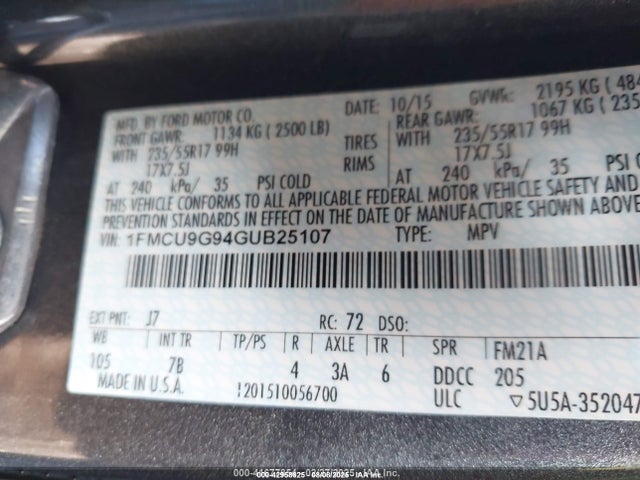 1FMCU9G94GUB25107 Ford Escape