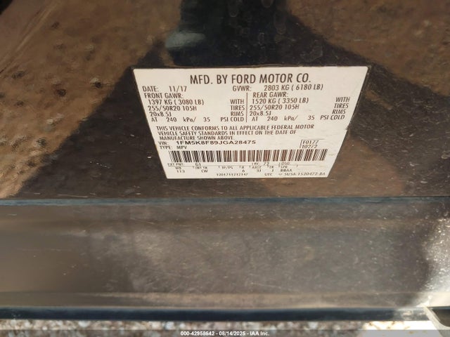 1FM5K8F89JGA28475 Ford 3.5l ti-vct