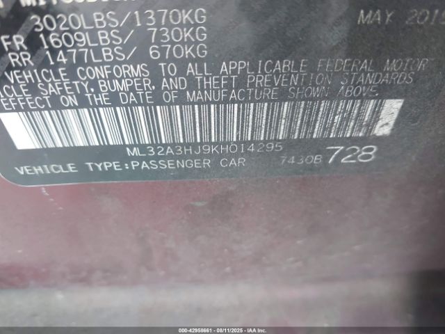 2019 MITSUBISHI MIRAGE ML32A3HJ9KH014295 Photo 8