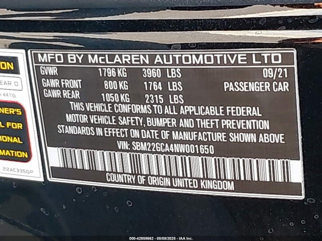 Mclaren 2022 2022 SBM22GCA4NW001650 Image 9