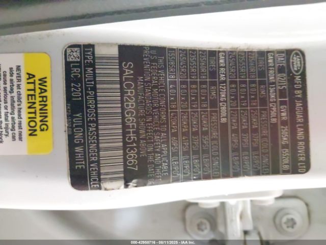 2015 LAND ROVER DISCOVERY SPORT SALCR2BG6FH513667 Photo 8