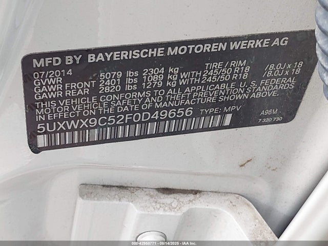 BMW 2015 2015 5UXWX9C52F0D49656 Image 9