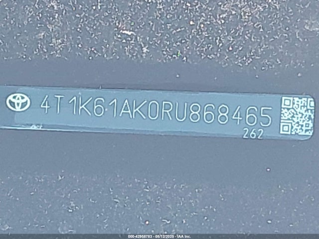 42958783 :رقم المزاد ، 4T1K61AK0RU868465 vin ، 2024 Toyota Camry Xse مزاد بيع