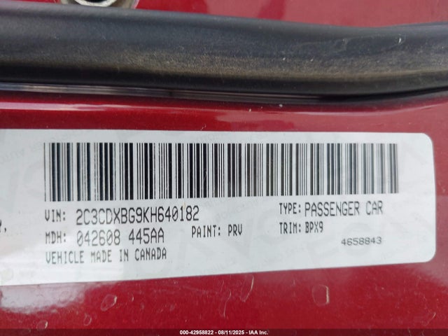 2C3CDXBG9KH640182 Dodge 2019