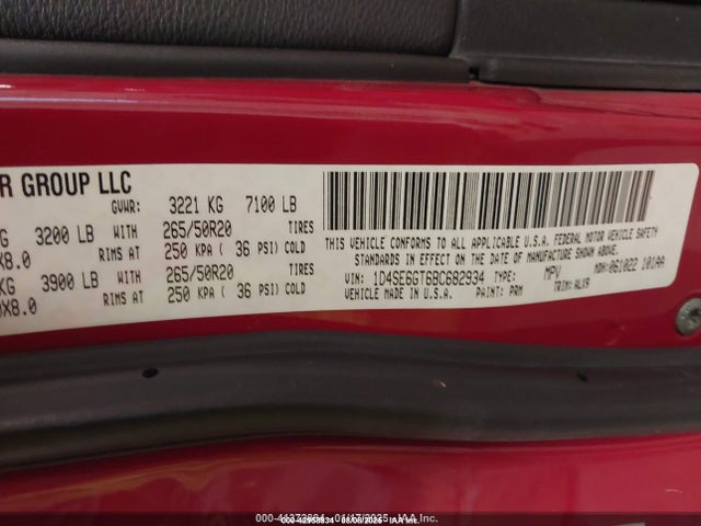 2011 Dodge Durango R/t მანქანა იყიდება აუქციონზე, vin: 1D4SE6GT6BC682934, აუქციონის ნომერი: 42958834