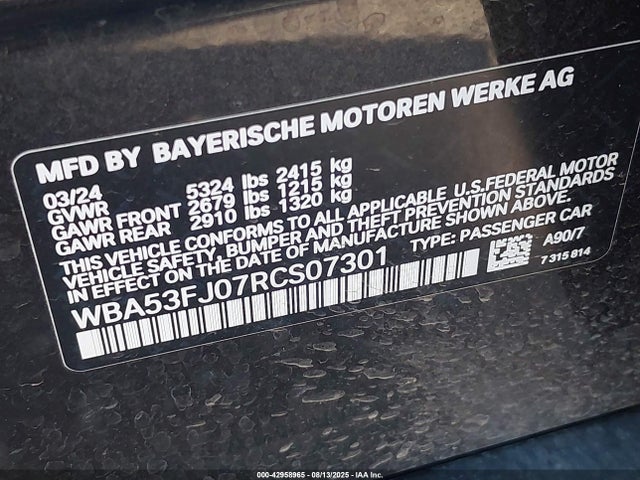 BMW 530I 2024 WBA53FJ07RCS07301 Image 9