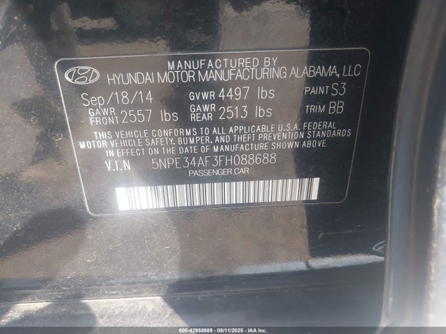 5NPE34AF3FH088688 Hyundai dohc gdi theta-ii
