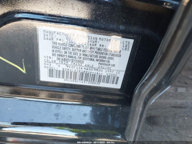 3N1AB8CV1SY308830 Nissan 2025