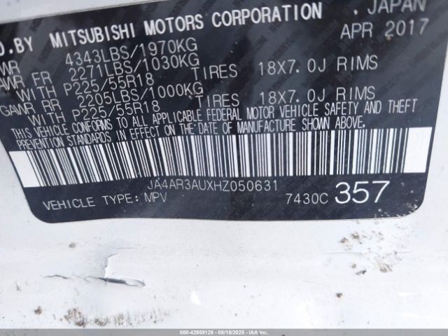 2017 MITSUBISHI OUTLANDER SPORT JA4AR3AUXHZ050631 Photo 8