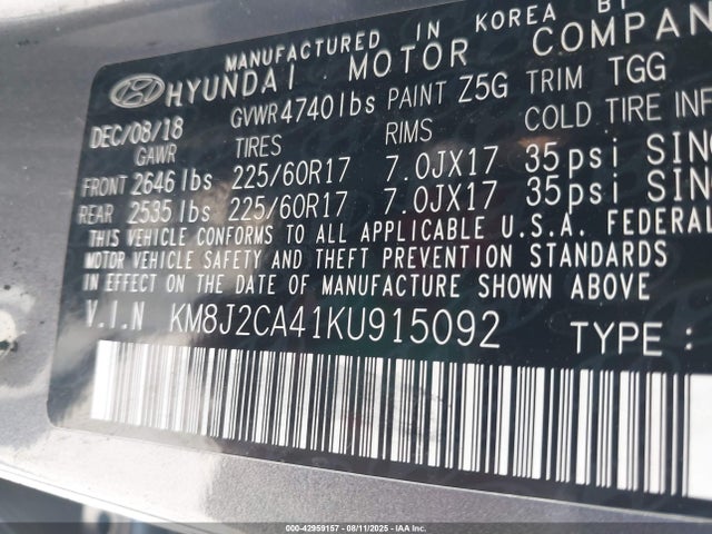 Hyundai gdi nu 2019 KM8J2CA41KU915092 Image 9