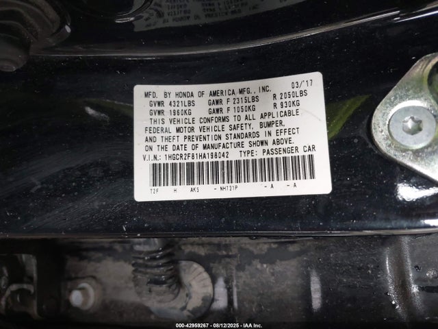 1HGCR2F81HA198042 Honda k24w1