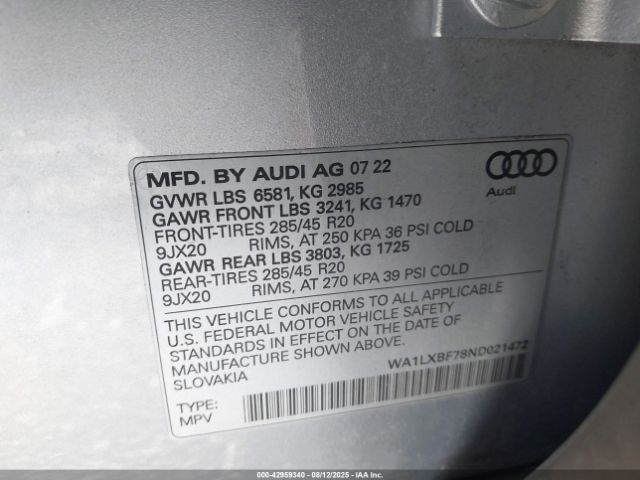 2022 AUDI Q7 WA1LXBF78ND021472 Photo 8