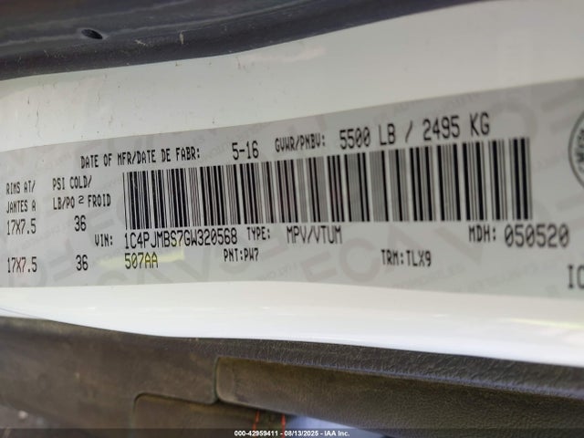 1C4PJMBS7GW320568 Jeep Cherokee